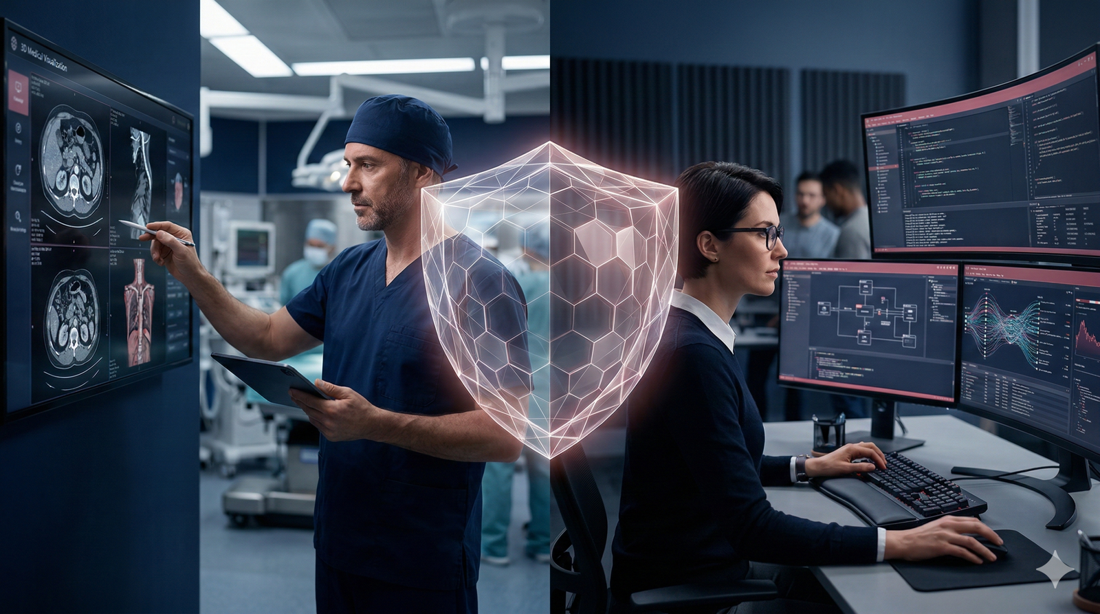 Surgeon and tech engineer reviewing disability insurance for high earners and income protection strategies